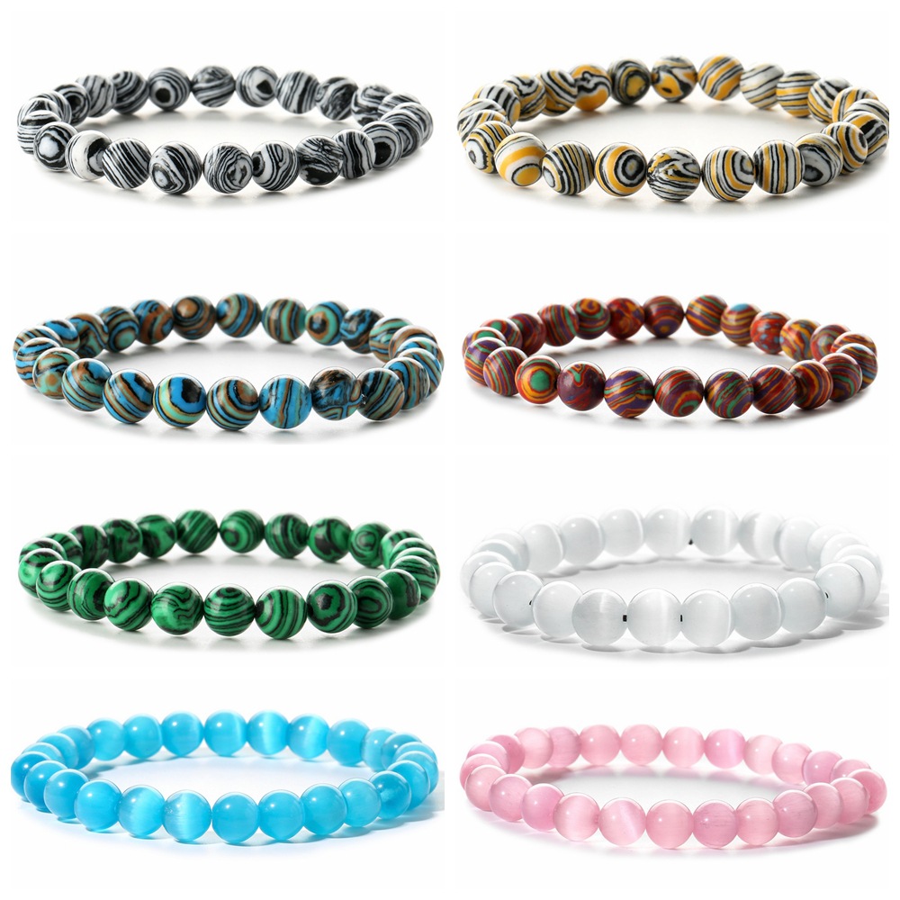 Natural Stone High Quality Colorful Men and Women Bracelet Bracelet Fashion 8mm Malachite Bracelet Wholesale