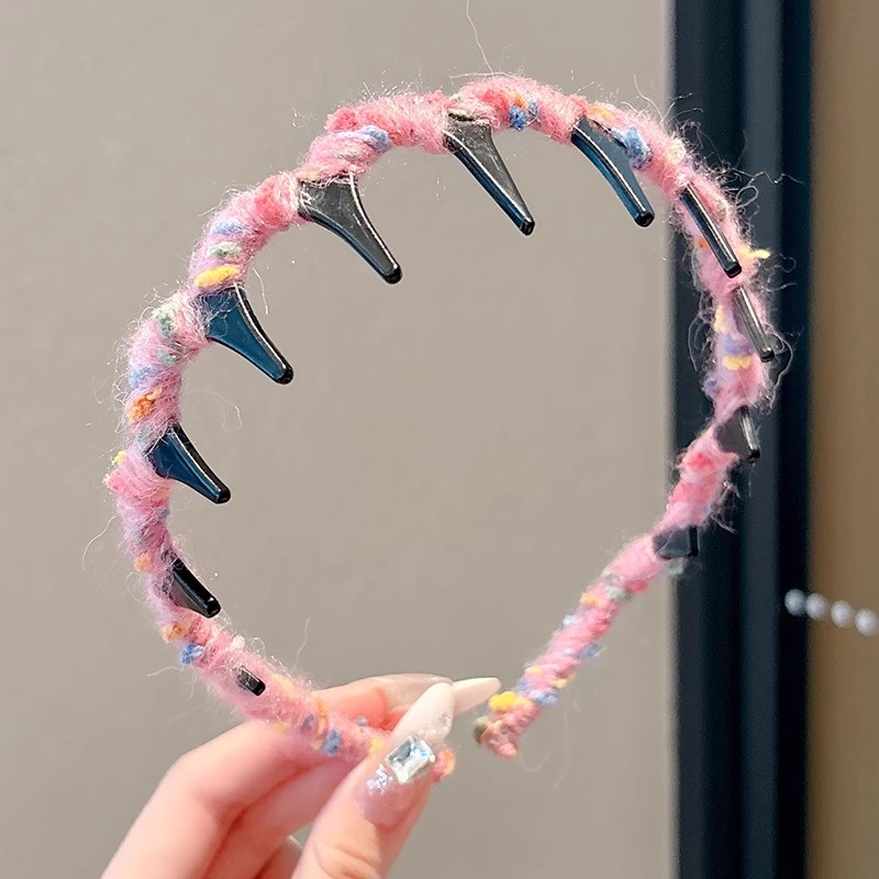 Nueva banda de pelo de ondas de peluche de color que sale con un dispositivo de cabeza alto y flujoso no estrangula la cabeza y los dientes antideslizantes