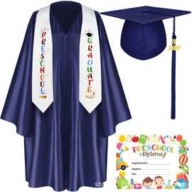 2023针织小孩毕业学士服 儿童学位服套装 派对服小孩学位服 带绶