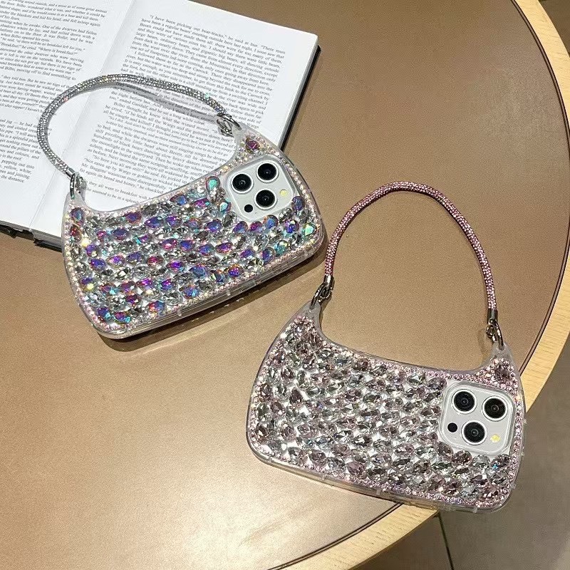 Handmade Diy Phone Case With Diamond Pattern And Curved Design_voghion.com