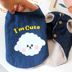狗狗牛仔衣服宠物服装小型犬猫咪泰迪比熊秋冬装保暖加厚卡通马甲