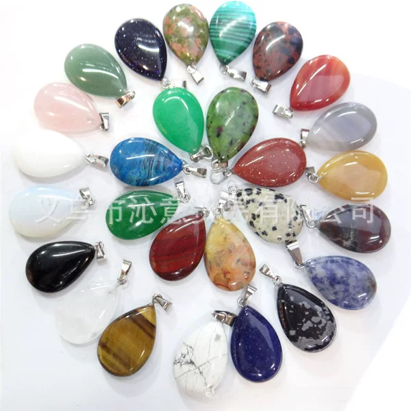 Cross-border AliExpress hot sale natural crystal agate gemstone flat crystal pendant necklace earrings jewelry accessories