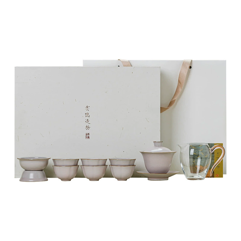 云隐造物 Fuchsia glass tea set, gift box