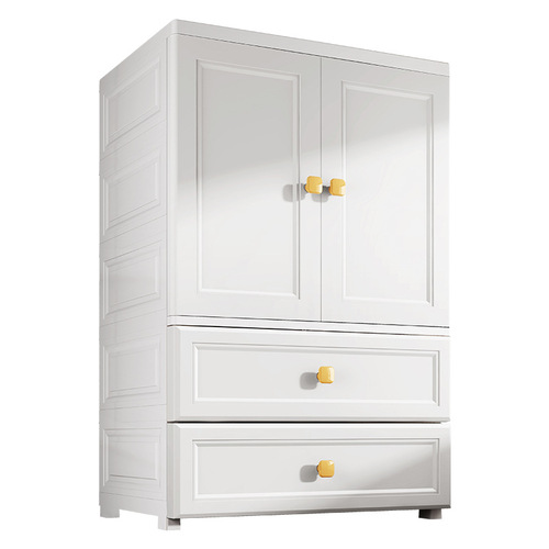 Overly Large 70 Width White Open Door Storage Cabinet for Infants and Children, Hanger Style Tiered Storage Cabinet with Drawer Cabinet