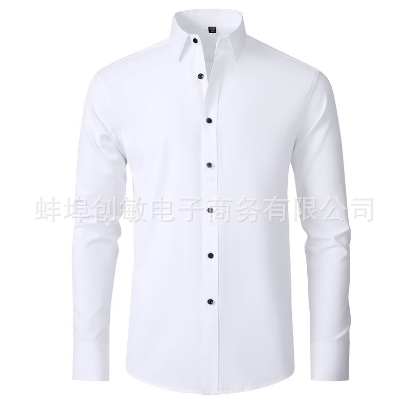 Camisa elástica transfronteriza de cuatro lados camisa de hombre sin planchar antiarrugas Amazon Comercio exterior simple negocio camisa delgada hombres