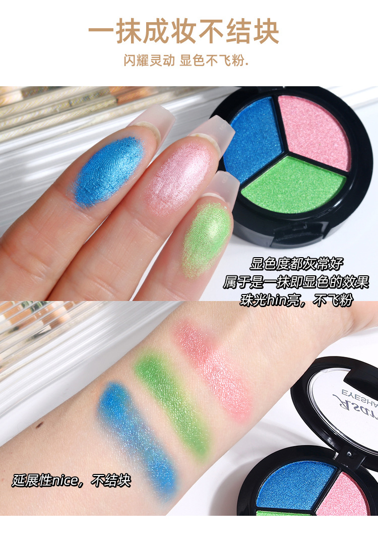 The student stage makeup with colorful eyeshadow, featuring a special blue, green, purple and pearlescent eyeshadow palette, showcases a dazzling performance of makeup undefined