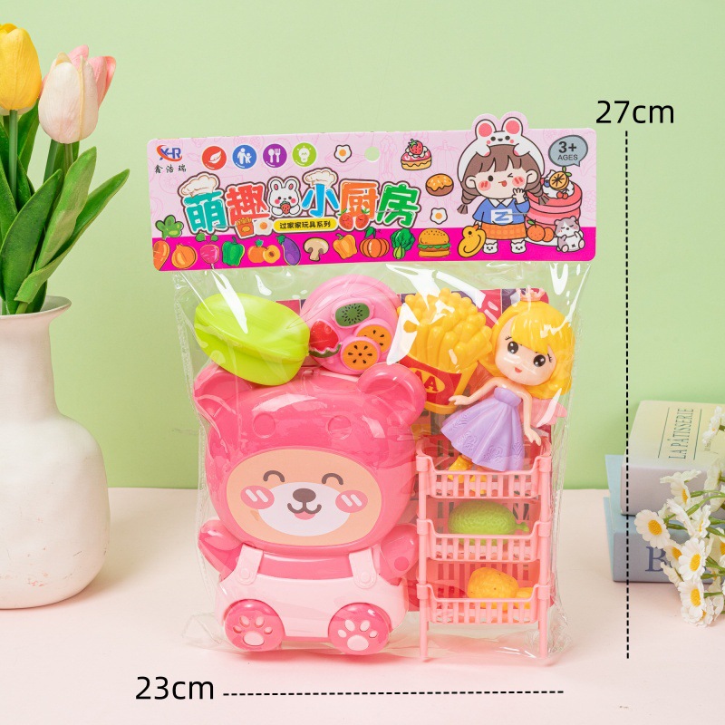 Casa de juegos para niños colección de juguetes de simulación para niños cajero juguetes cake corte fruta supermercado cajero traje