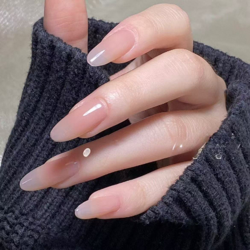 【Long Almond】Hanhan Kanroji Hua Fei Face-Shaping Wearable Nail Art Finished Product in Nude White Color for Advanced Nail Art 【Long Almond】Hanhan Kanroji Hua Fei Face-Shaping Wearable Nail Art Finished Product in Nude White Color for Advanced Nail Art