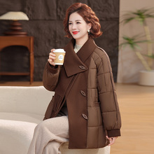 年轻妈妈装棉袄宽松厚款围巾领中长款女韩版小个子洋气棉服外套新