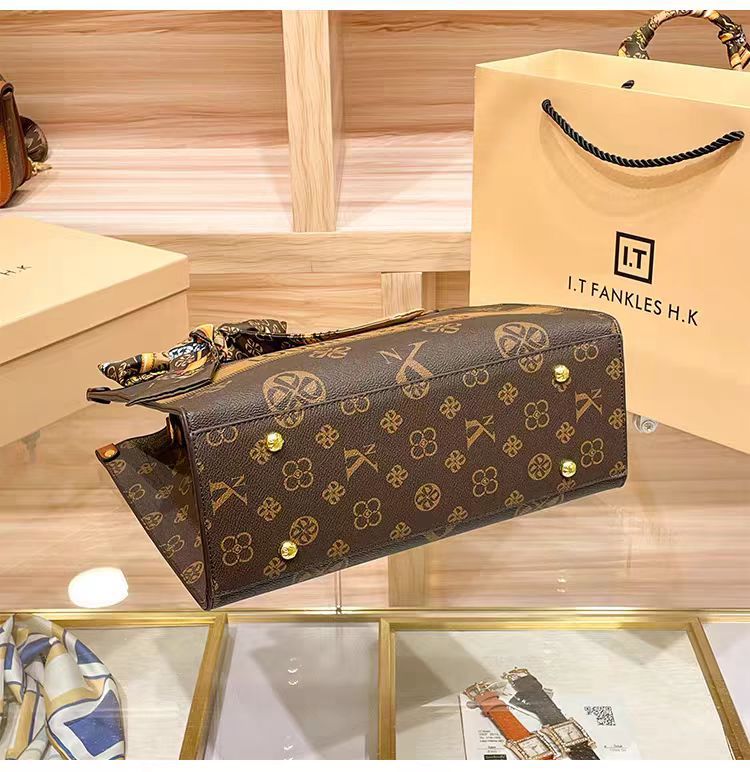 Túi tote nữ da thật cỡ lớn đựng tài liệu — Hoa lớn/nâu, Hoa lớn/trắng chi tiết 8