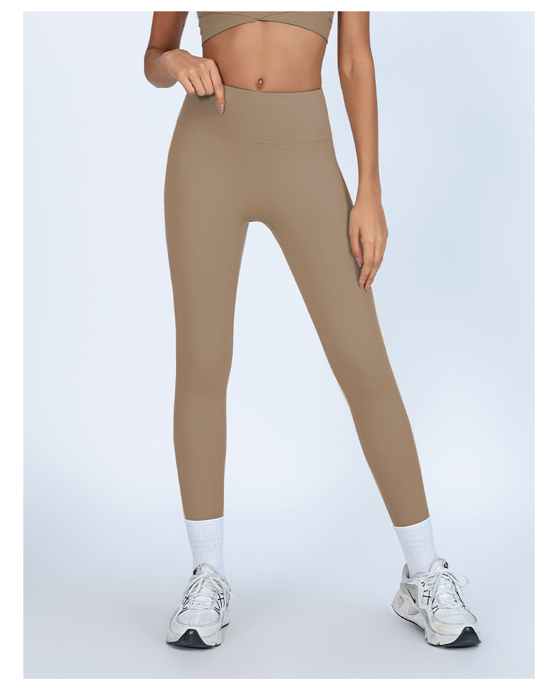 Pantalones básicos desnudos de yoga sin líneas avergonzadas, pantalones de gimnasio de cadera para correr, pantalones deportivos de secado rápido para mujeres