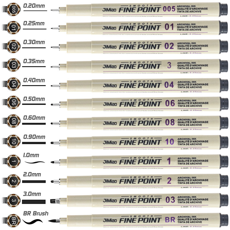 Amazon's Best-Selling Needle Tip Pen, 12-Line Outline Pen, Water-Based Drawing Pen, Needle Tip Pen for Comics and Sketching