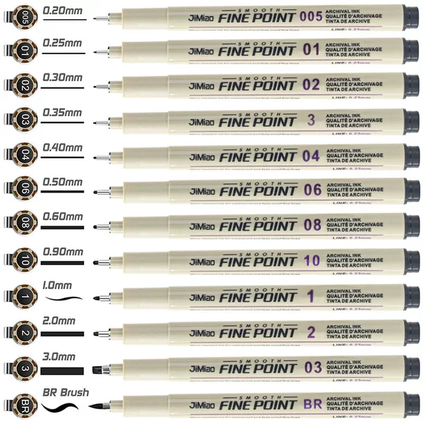 Amazon's Best-Selling Needle Tip Pen, 12-Line Outline Pen, Water-Based Drawing Pen, Needle Tip Pen for Comics and Sketching