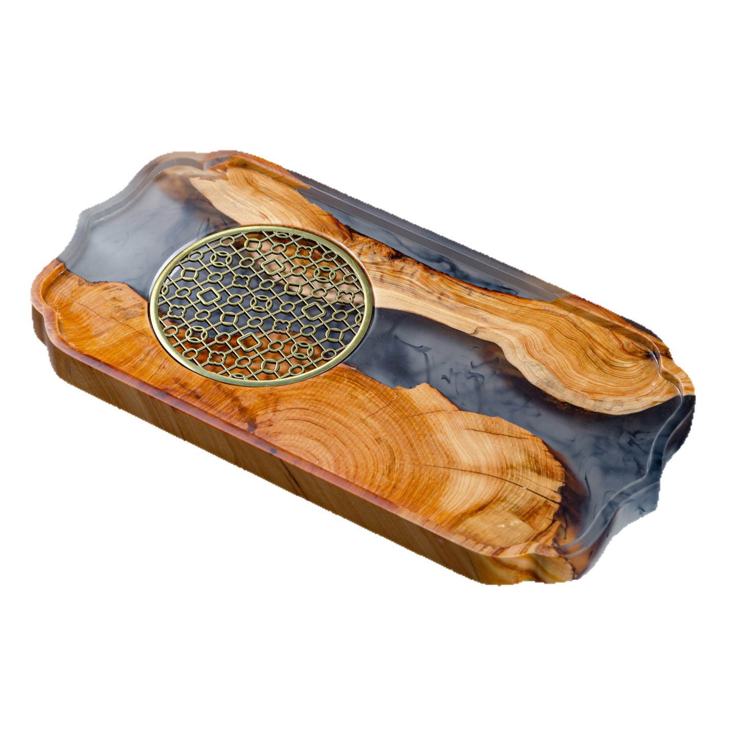 Transfronterizos exclusivos para resina de nuez río bandeja de té ligera de lujo madera sólida secos tabla de infusión kung fu bandeja de té al por mayor