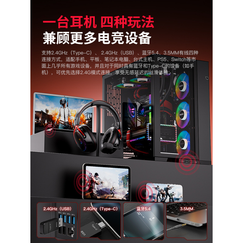 送料無料 Zhulinniao Xuanwu ZG2 ヘッドセット e スポーツ ゲーム専用 2.4 グラム ワイヤレス Bluetooth 4 モード 7.1 サウンド|undefined
