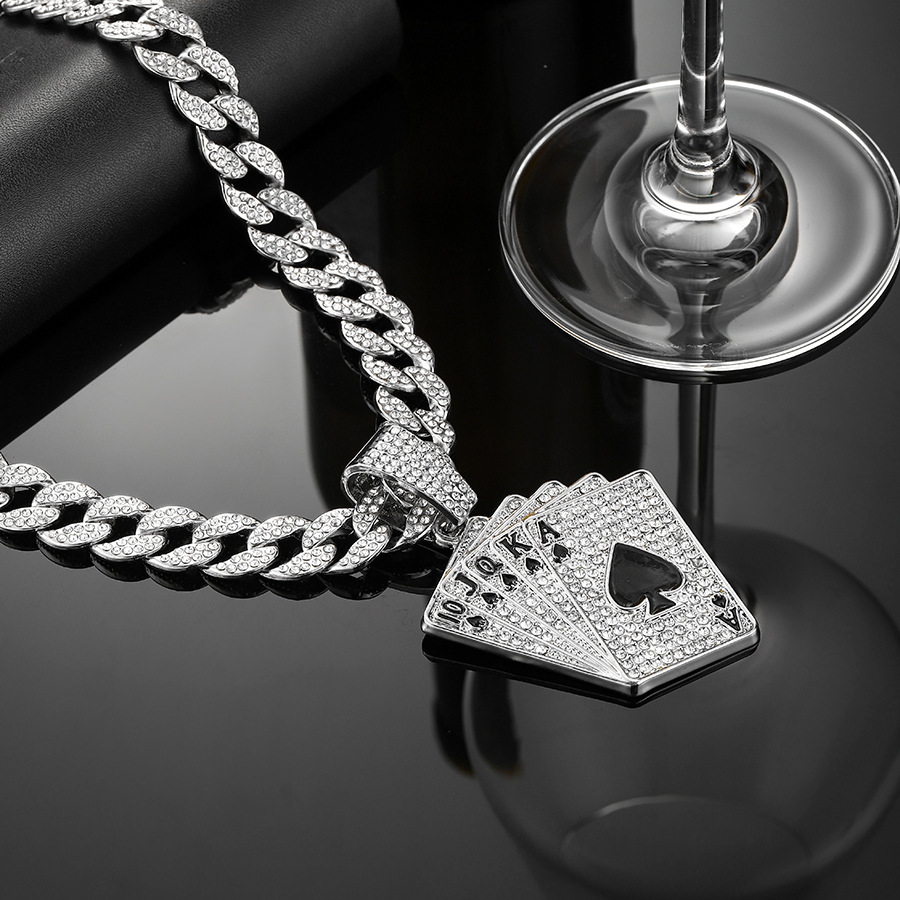 Collana con ciondolo a forma di carta da gioco hip hop uomo_voghion.com