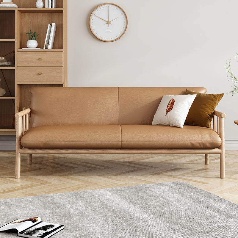 Sofá japonés de madera sólida estilo nórdico pequeño tipo de casa moderna simple sala de estar dormitorio triple doble sofá de madera pequeña