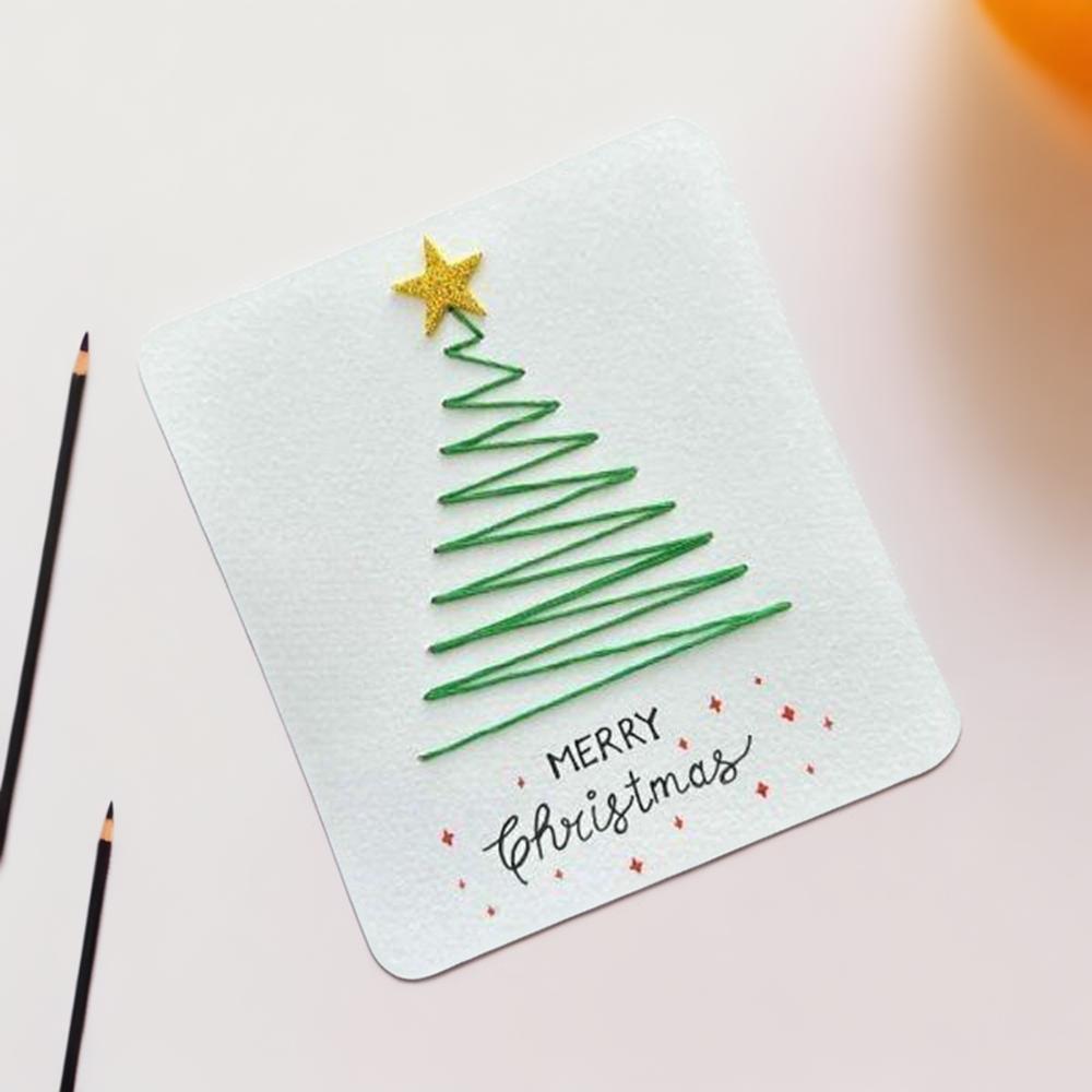 [자수 축하 카드] 크리스마스 트리 스타일 3