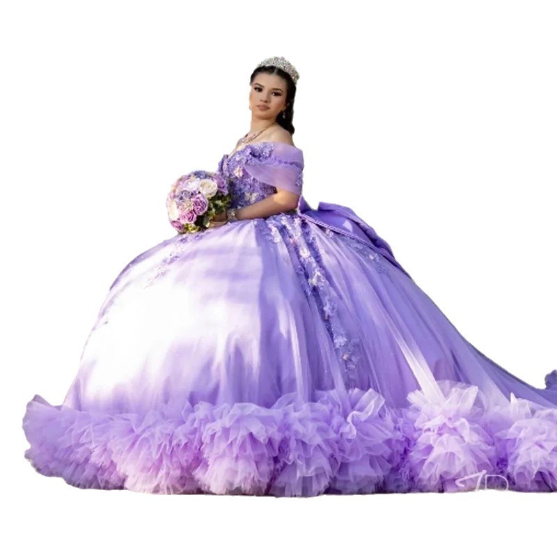 Amazon ventas calientes de nuevo vestido de noche una palabra hombro grande vestido vestido de princesa con ropas púrpura con ropas púrpura con vestido de adulto