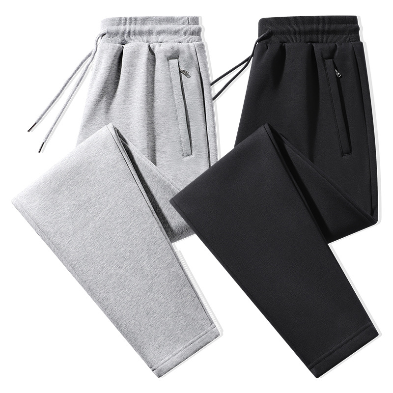 Nuovi pantaloni sportivi da uomo in puro cotone casual 2024 autunno e inverno in velluto taglie forti pantaloni della tuta larghi a gamba dritta_voghion.com