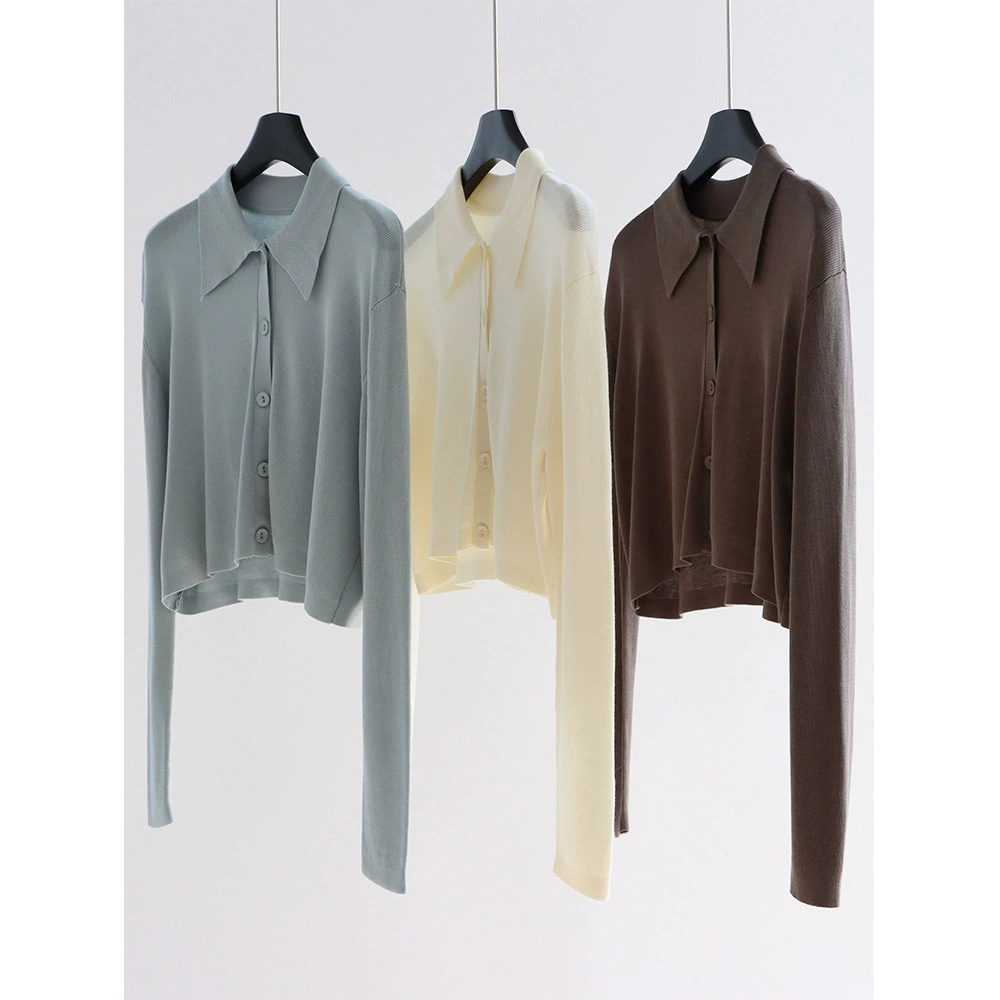 Siping Craft 14-игольный лиоцелловый короткий трикотаж, кардиган с длинными рукавами, тонкий топ, женский корейский стиль, уменьшающий возраст ранней весны