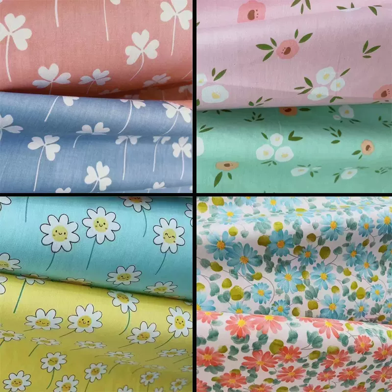 40支斜纹全棉印花布 花草纯棉床上用品三件套布料服装面料手工DIY