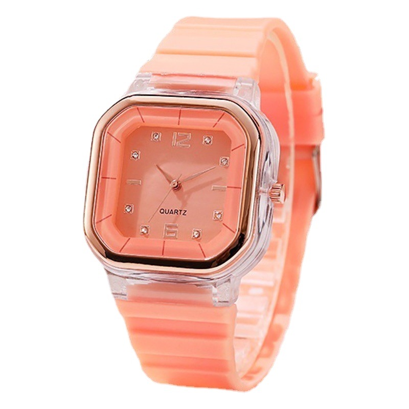 Reloj de primavera y verano reloj cuadrado reloj de mujer estudiante reloj de silicona diamante moda al por mayor reloj de mujer