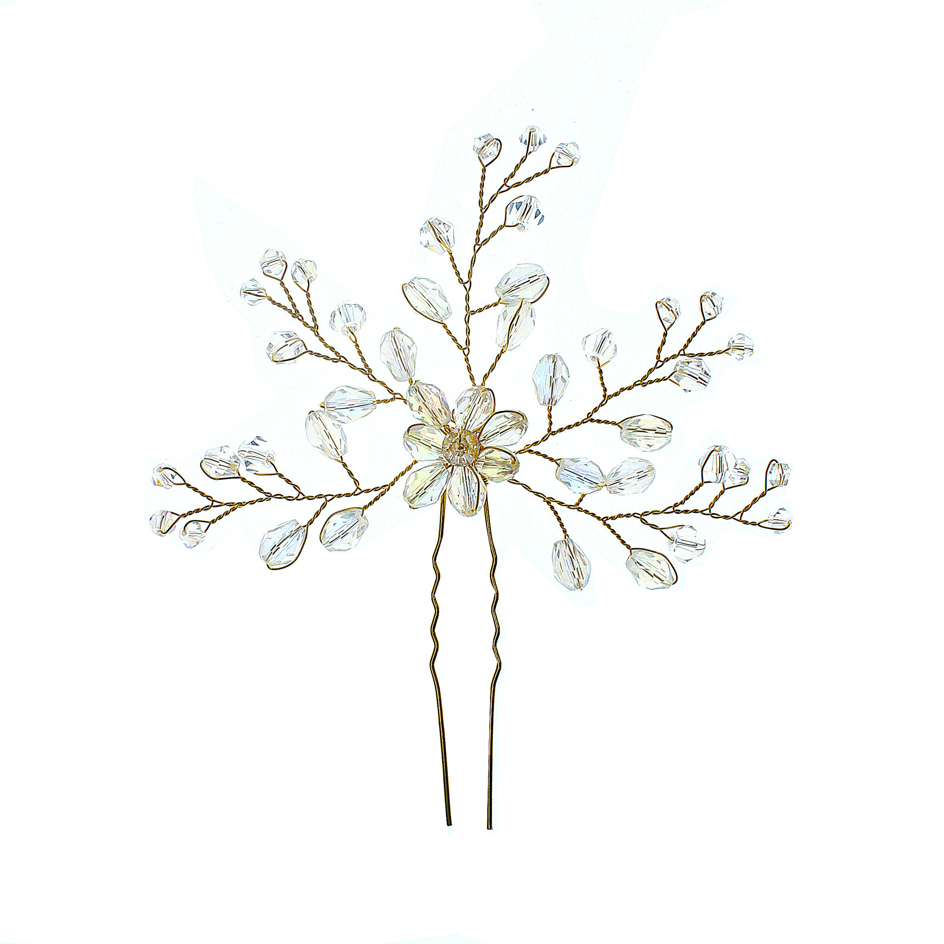 新娘婚礼写真头饰品旗袍秀禾服配饰发叉 手工串珠水晶U型盘发插针