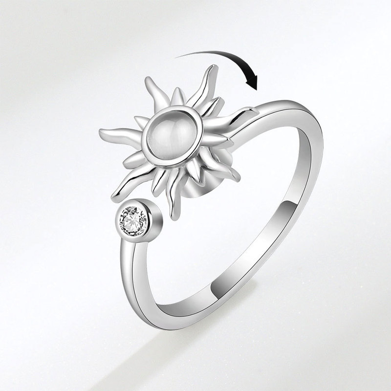 New Year's Transfer Ring Sunflower Ring Rotatable Rotatable Ring Women's Stress Relief Anti-pressure Finger Ring