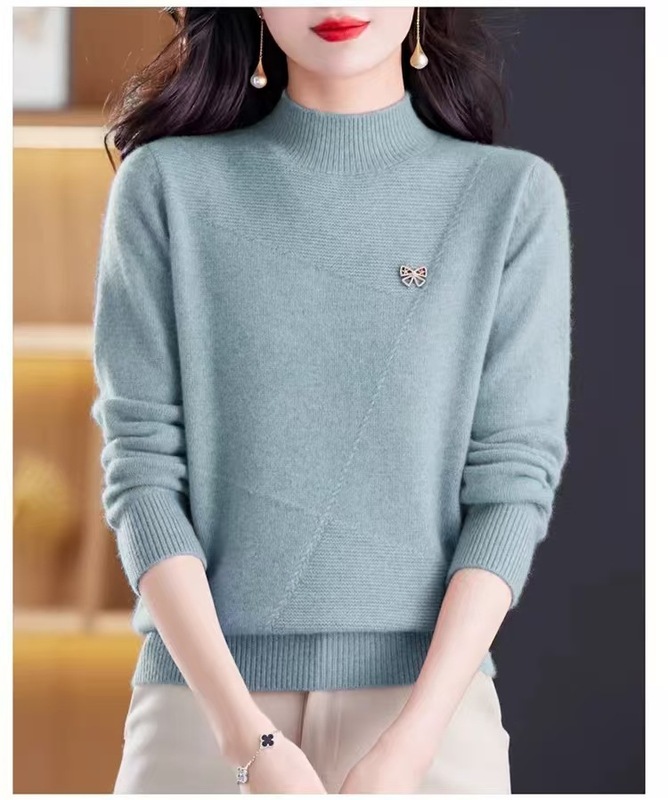 羊绒毛衣女2025年新款半高领打底衫女春秋冬内搭宽松针织衫上衣保|undefined