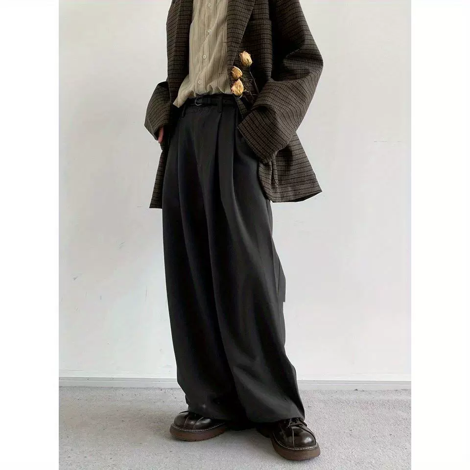 源头厂家日系复古美拉德直筒咖啡色宽松休西裤男女生春秋垂感阔腿