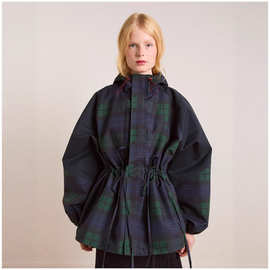 2025秋季新品跨境速卖通个性百搭连帽抽绳收腰夹克外套潮流风上衣