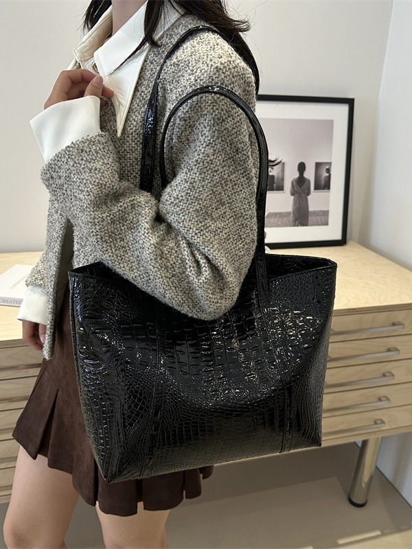 2024 nueva moda cocodrilo casual estilo coreano retro gran capacidad de color sólido damas bolso de hombro de mujer