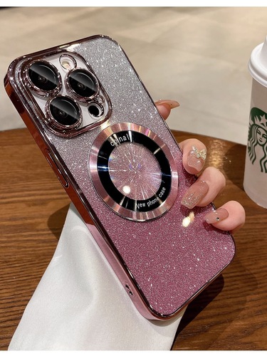 Suitable for Apple 15 mobile phone case magnetic plating 12 gradient glitter iphone 14 promax protective cover 13 silicone
