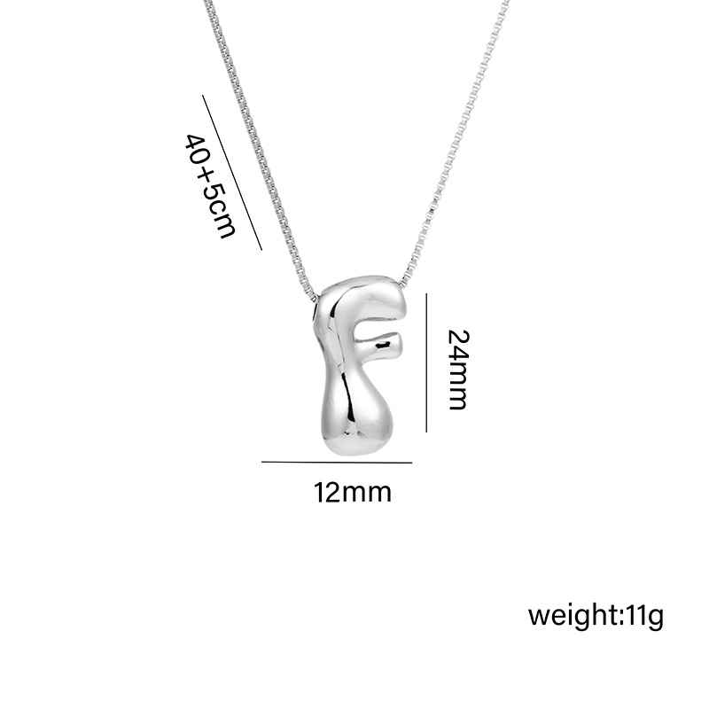 12g Weight Vacuum Plating Gold Plating Process White Gold Plated Plating Material Copper Pendant Material Pendant Necklace Classification Copper Chain Material 1 Piece Quantity Daily Occasion Copper Material Letter Pattern Women's Gender Plating Design Basic Style Copper White Gold Plated Basic Plating Letter Pendant Necklace 6