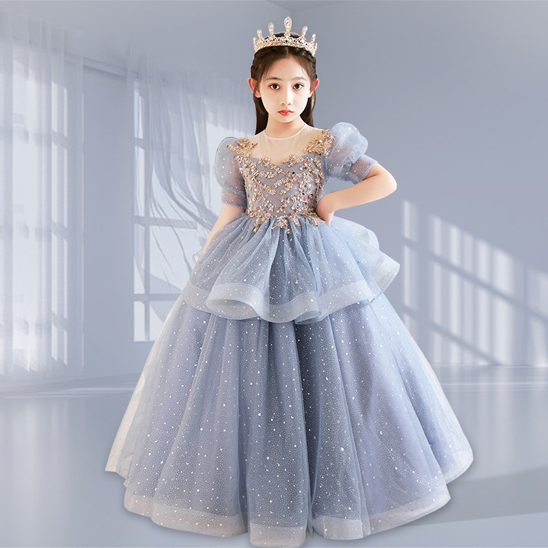 Princess Dress for Girls Royal Blue Elegant Party Gown for Performances Pageants And Special Occasions_voghion.com