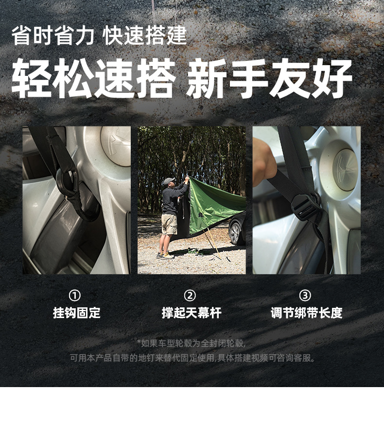 Explorer Roof Side Canopy Full Blackout Camping Canopy Tent Rear Tent Sunshade Universal for Camping Vehicles