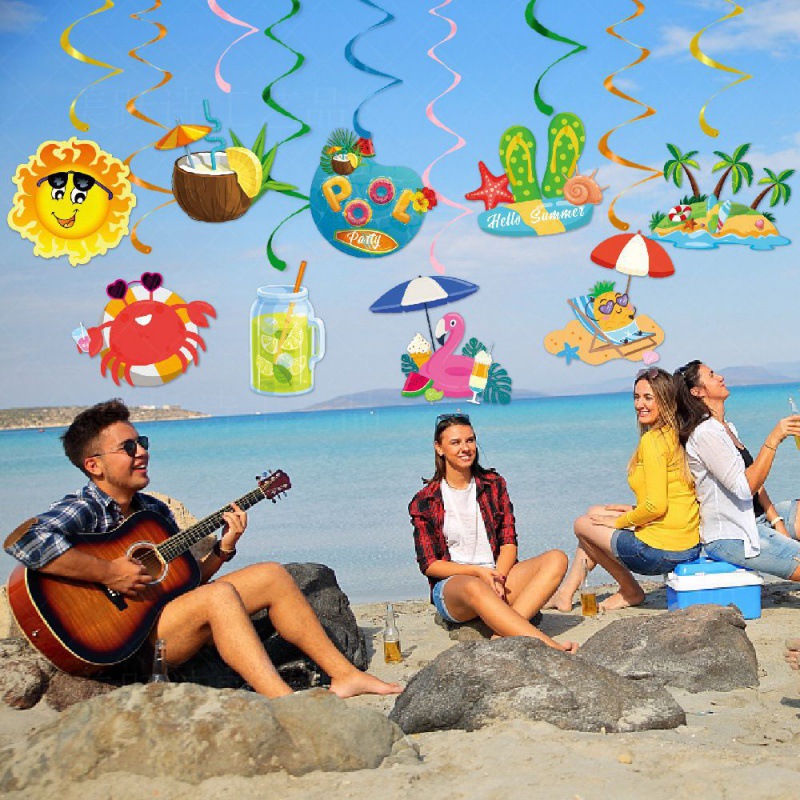 Transfronterizo nuevo Hawaiian fiesta decoración espiral etiqueta verano fiesta colgante decoración espiral colgante ornamento colgante adorno colgante ornamento