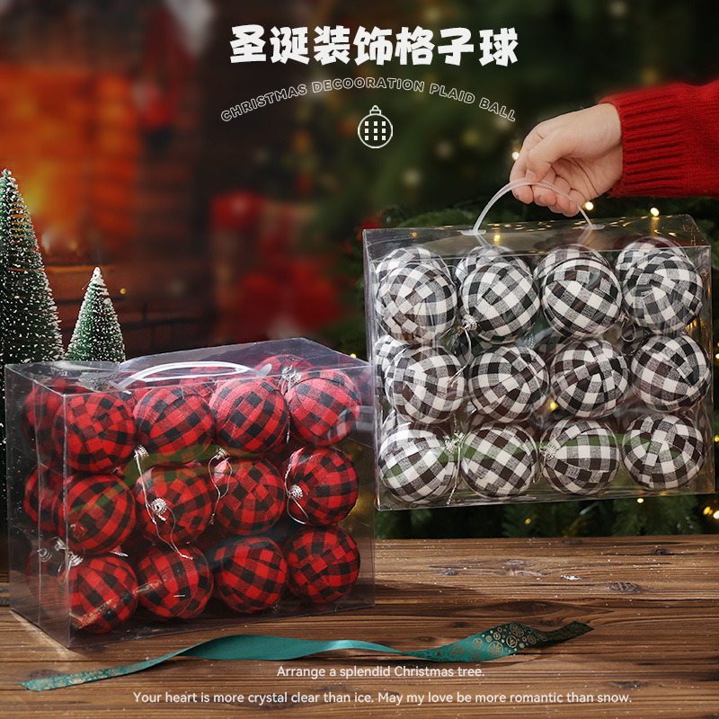 Punto transfronterizo juego de bolas de Navidad galvanoplastia de plástico caja de regalo de bolas pintadas a mano colgante de árbol de Navidad bola colgante de ambiente navideño
