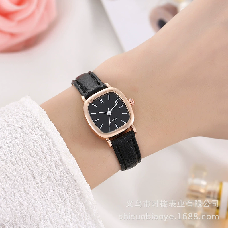 Square watch, dial, retro quartz belt, simple and elegant design, small dial, Korean style