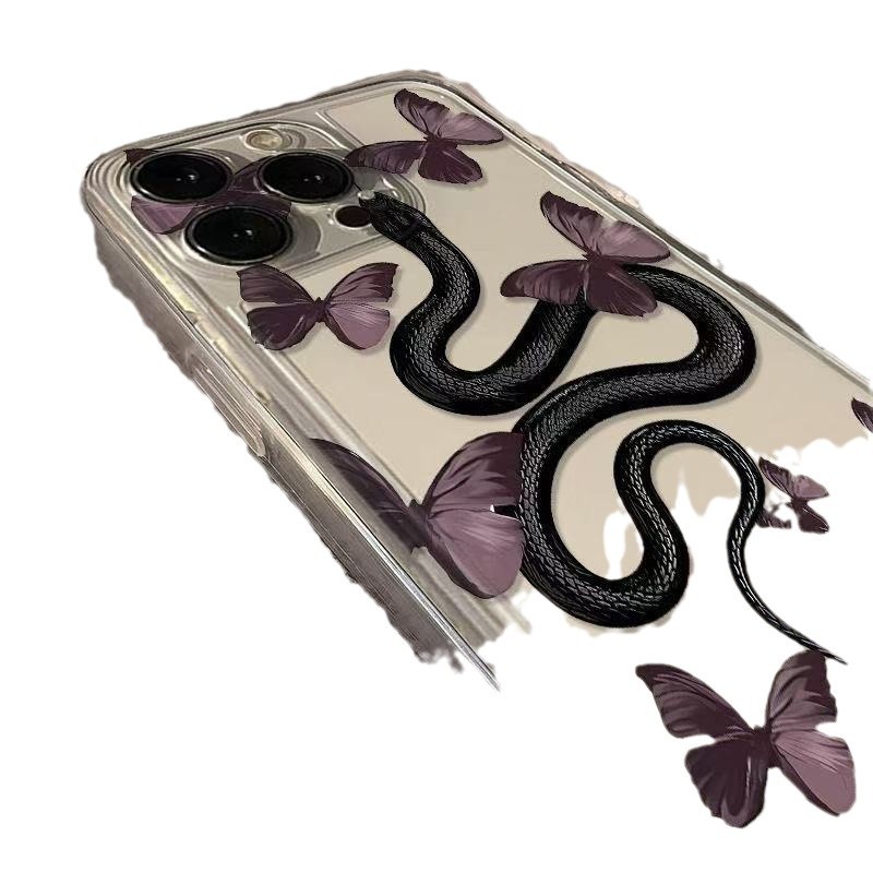 Nueva serpiente mariposa para iphone16promax funda para teléfono transparente Apple 15/14pro Europa y América 13/12x