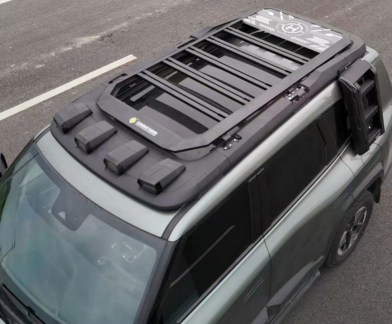 dark blue 318 roof rack ladder side account car off-road modified roof platform outdoor storage travel rack