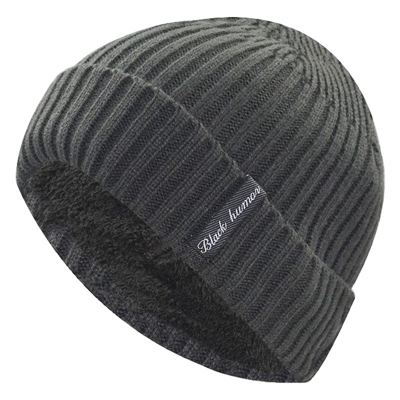 Sombrero estilo coreano de moda de lana de punto sombrero de invierno forrado de lana cálida versión ligera Etiqueta larga Jersey sombrero de invierno de los hombres transfronterizos