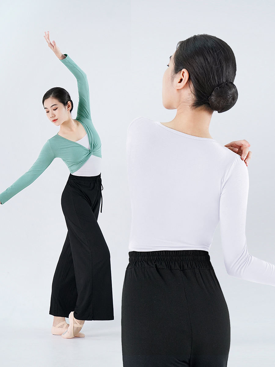 Ropa de danza moderna danza práctica ropa Superior Femenina danza China adulto danza clásica desgaste exterior trenzado flor chal cuerpo ropa