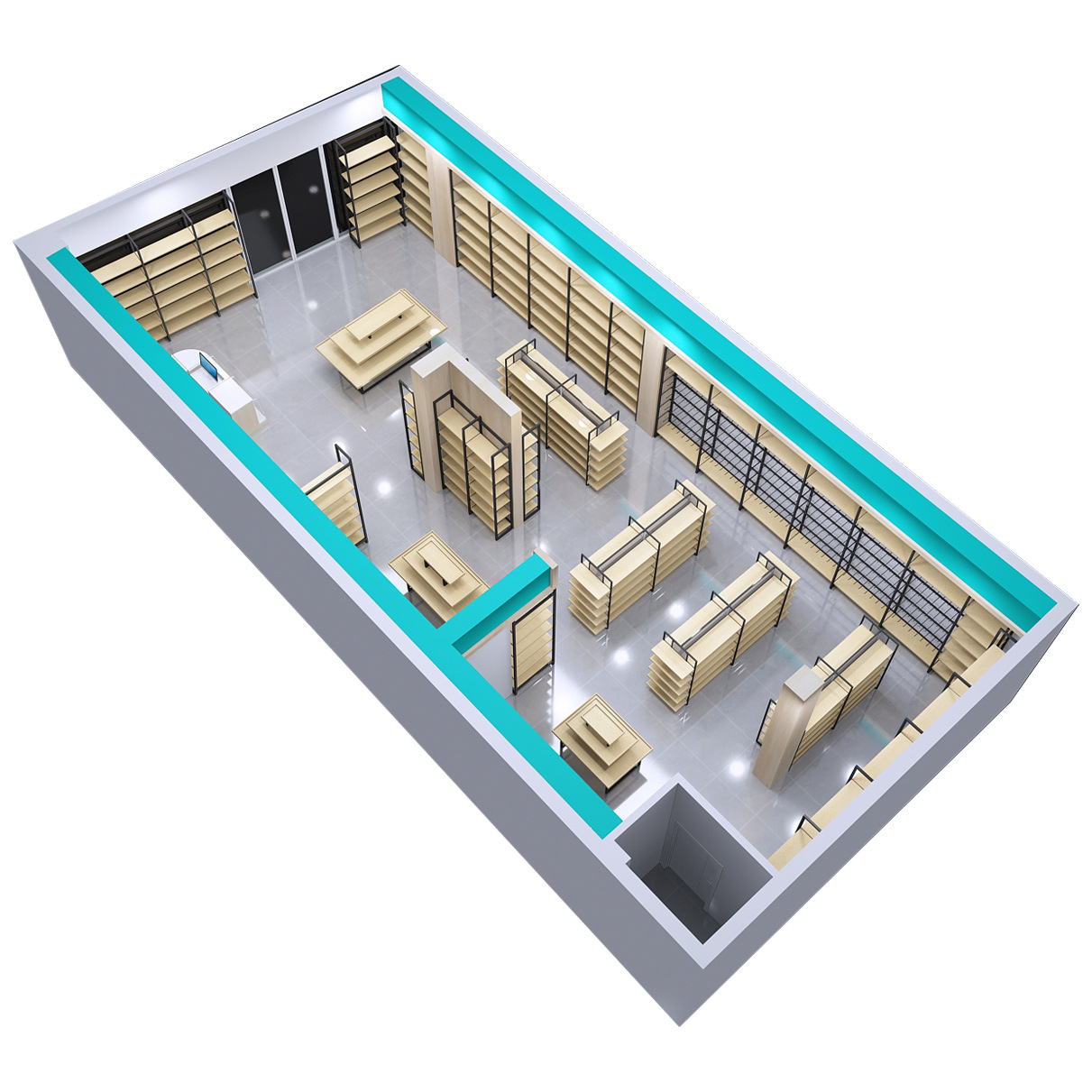 Estantería Multifuncional para Papelería Chenguang, Exhibidor de Supermercado, Librería, Estantería de Acero y Madera de Doble Cara, Mueble de Almacenamiento