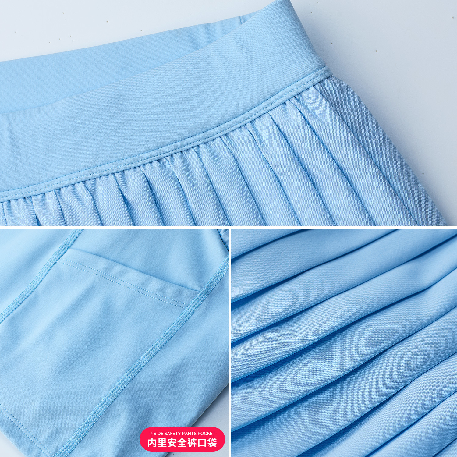 Falda de yoga delgada de abdomen transfronteriza, falda de tenis anti-pérdida de fitness al aire libre para mujer, falda plisada para correr informal