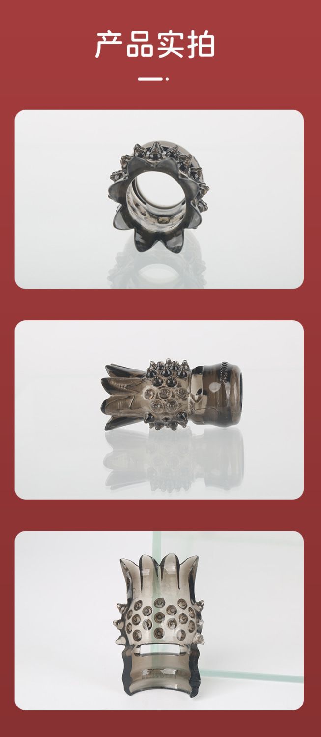 Yunman Hedgehog Textured Locking Penis Sleeve Ring with Pear Flower Design — detail image 10
