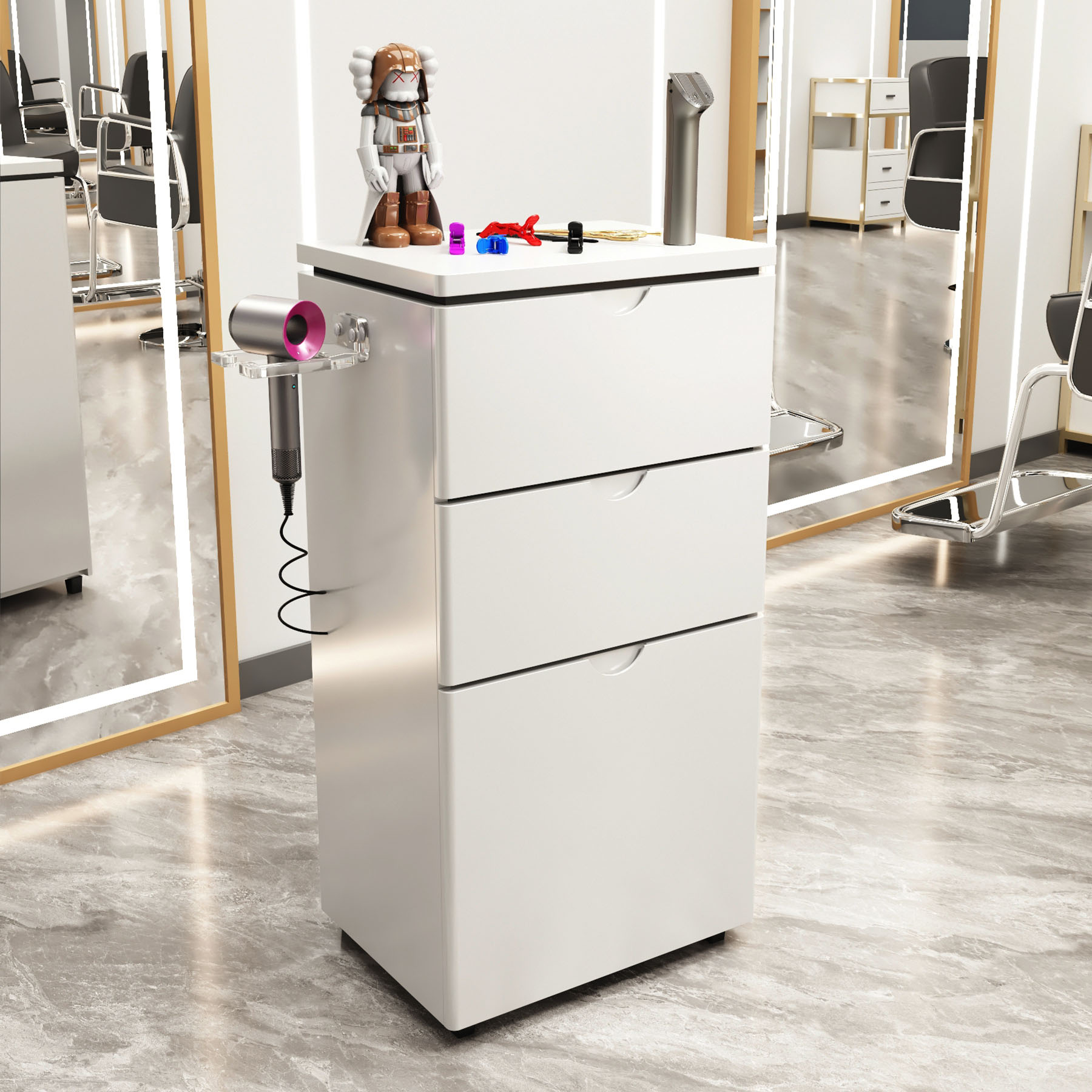 Nuevo gabinete de herramientas de peluquería de alta calidad gabinete de salón de peluquería carro móvil sin instalación móvil gabinete de herramientas de almacenamiento de madera sólida