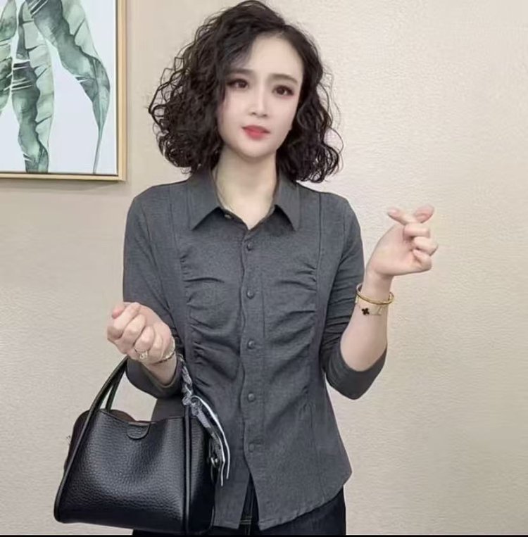 一件代发直播爆款2025秋季新款长袖衬衫女打底衫显瘦T恤上衣开衫|undefined
