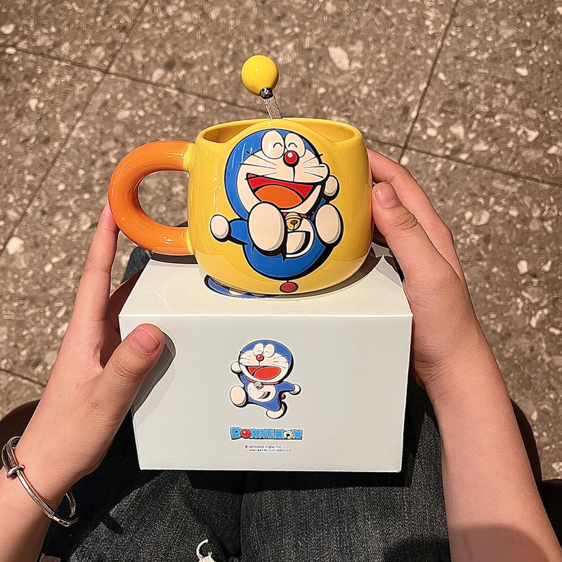 哆啦A梦正版授权马克杯高颜值可爱陶瓷杯子喝水杯咖啡早餐杯儿童|undefined